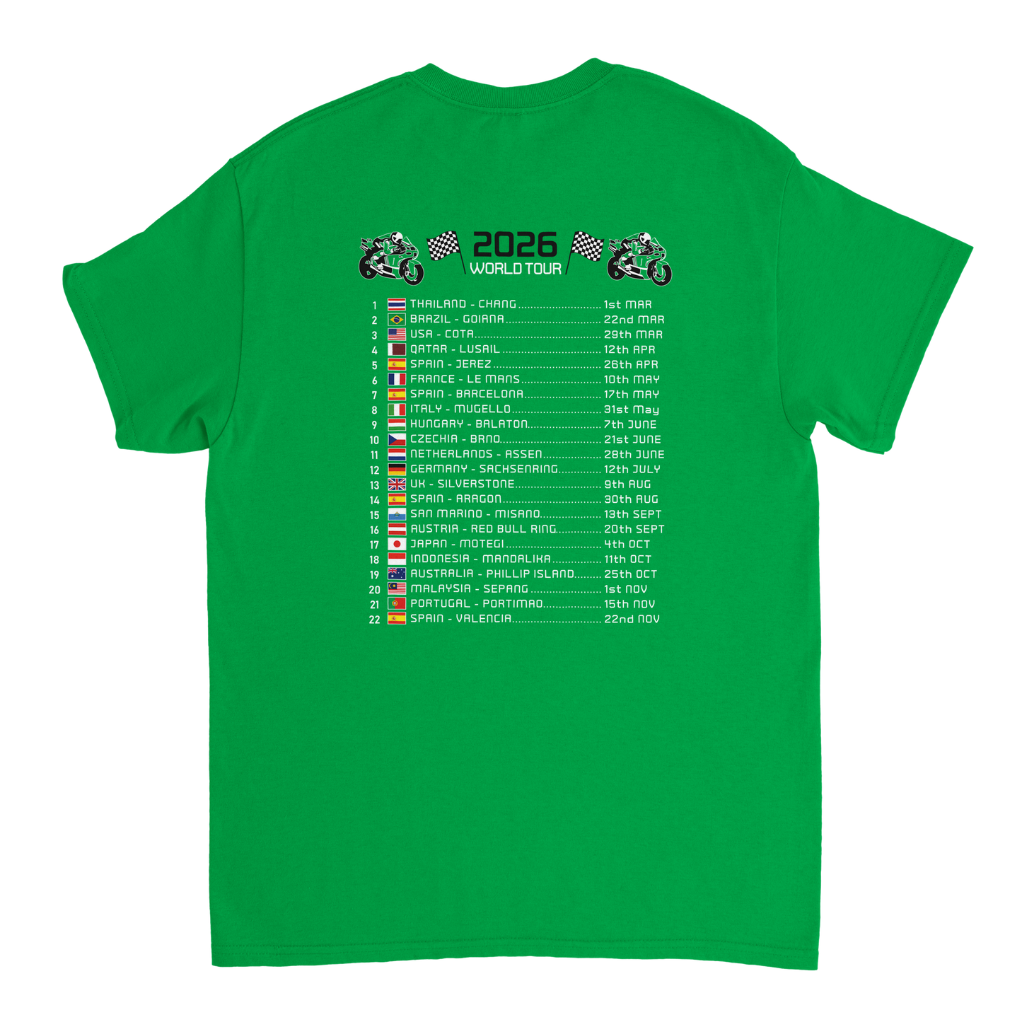 Johann Zarco 2026 MotoGP Race Calendar T-Shirt