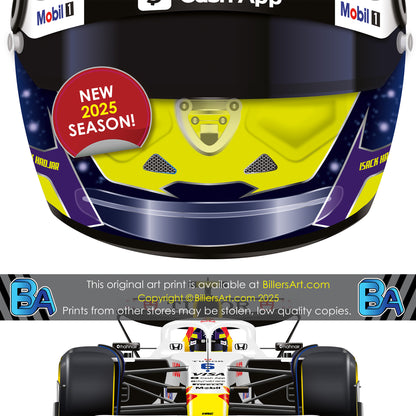 Isack Hadjar Formula 1 Racing Helmet 2025 Racing Bulls Print
