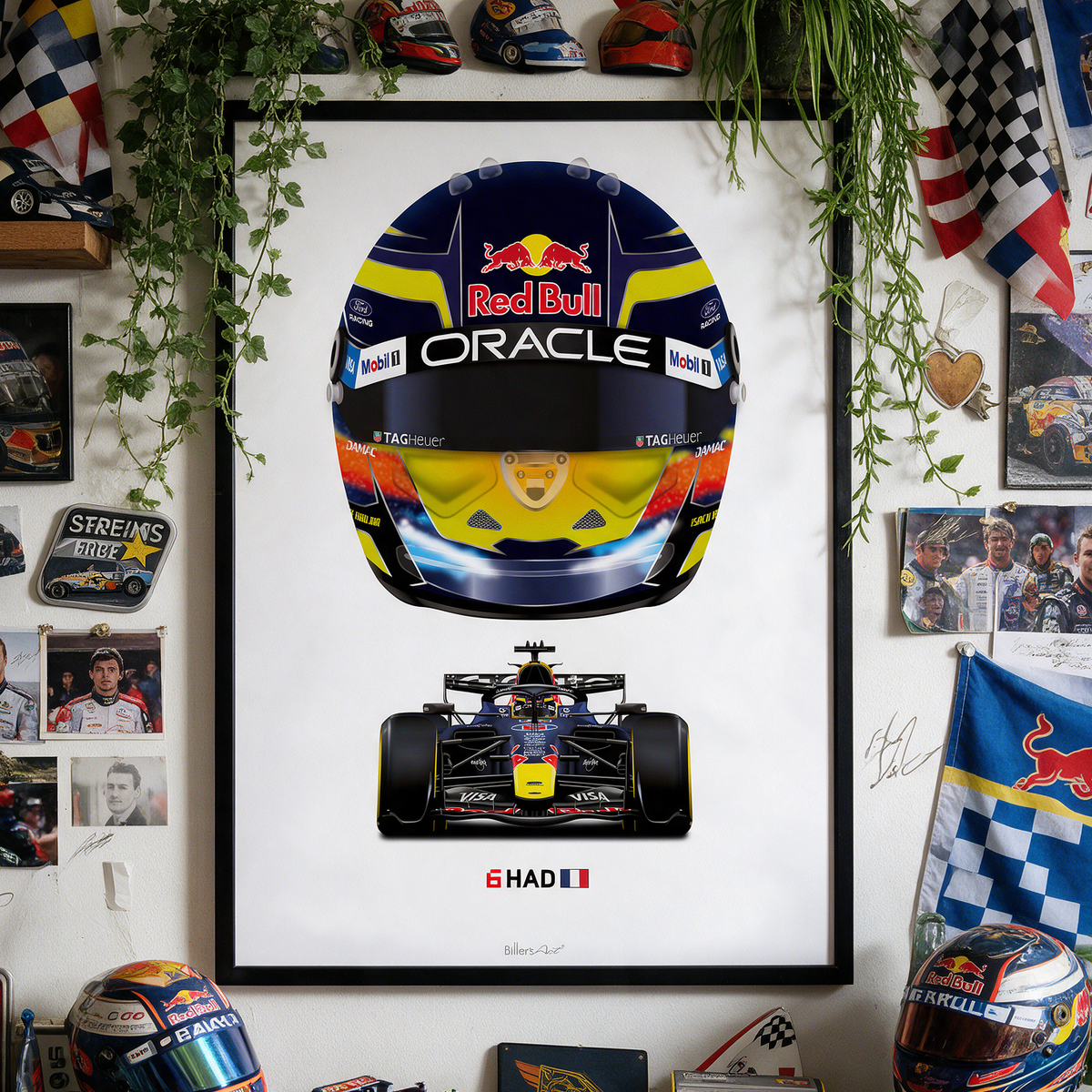 Isack Hadjar Formula 1 Racing Helmet 2026 Red Bull Print