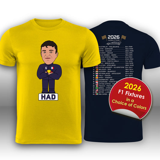 Isack Hadjar 2026 Cartoon Calendar Formula 1 T-Shirt