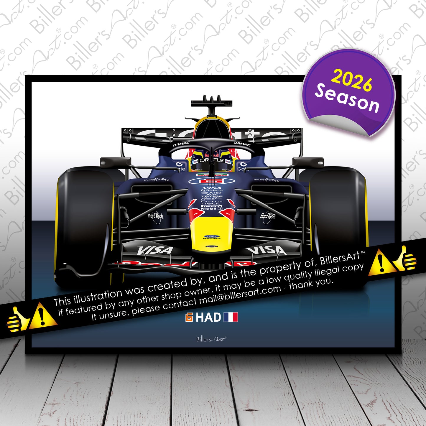 Isack Hadjar Formula 1 Red Bull 2026 Racing Car Print