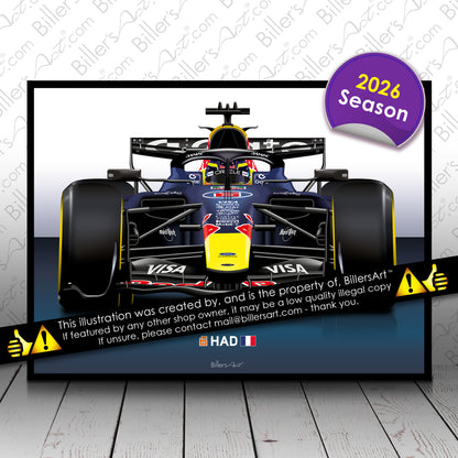 Isack Hadjar Formula 1 Red Bull 2026 Racing Car Print