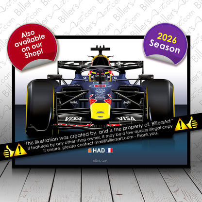 Isack Hadjar Formula 1 Racing Helmet 2026 Red Bull Print