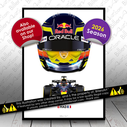 Isack Hadjar Formula 1 Red Bull 2026 Racing Car Print