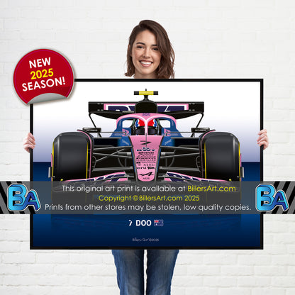 Jack Doohan Latest Formula 1 Alpine 2025 Racing Car Print