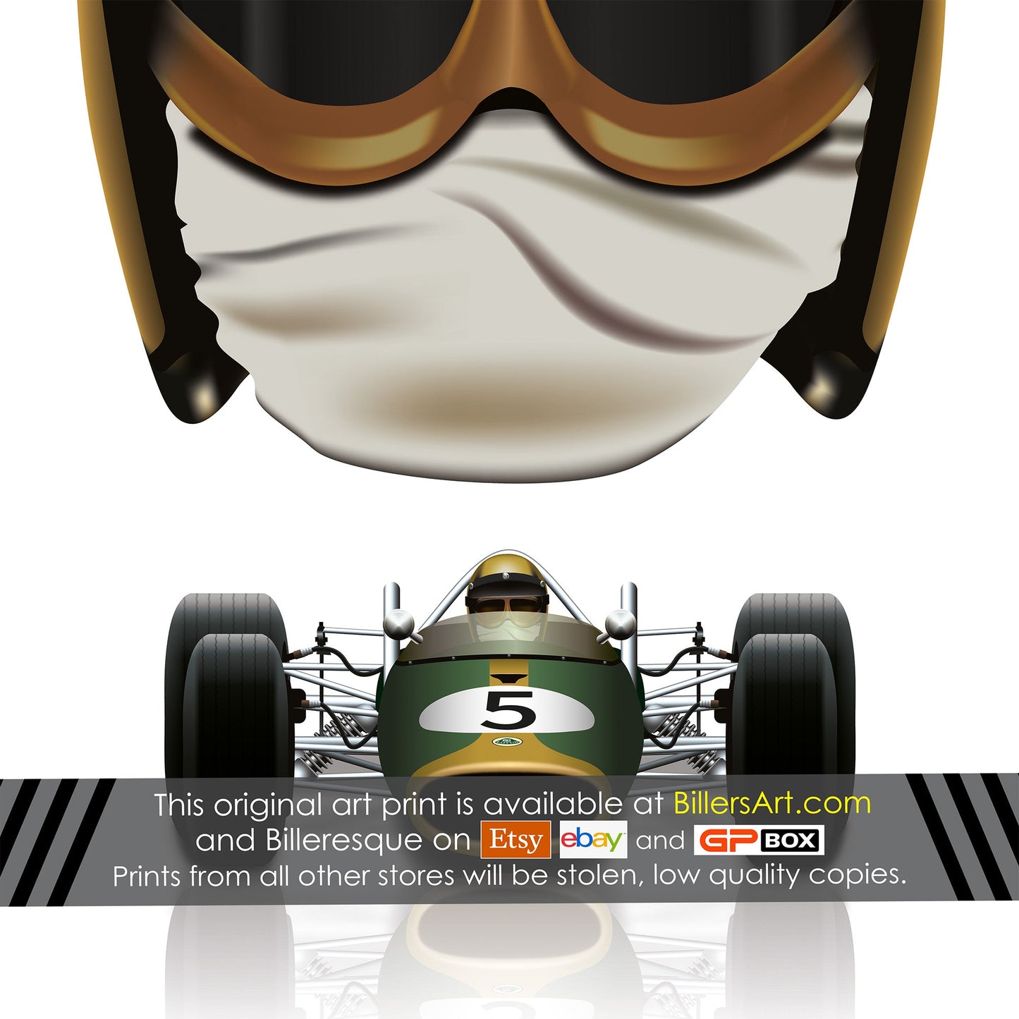 Jack Brabham Helmet Lotus 1966 F1 Car Poster