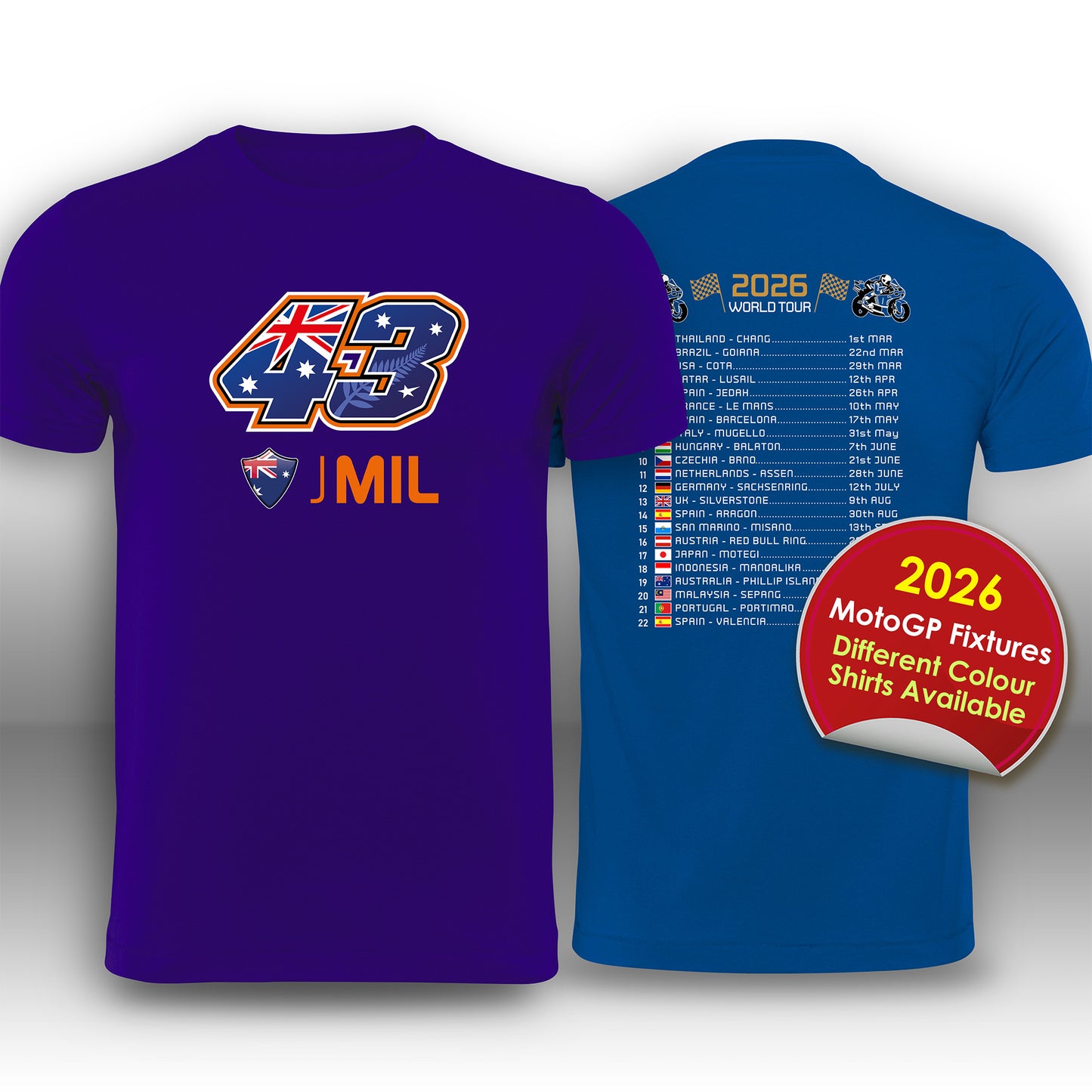 Jack Miller 2026 MotoGP Race Calendar T-Shirt