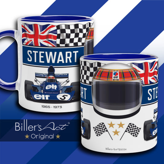 Classic World Champion Jackie Stewart's Car & Helmet Formula 1 Mug