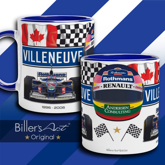 Classic World Champion Jacques Villeneuve's Car & Helmet Formula 1 Mug