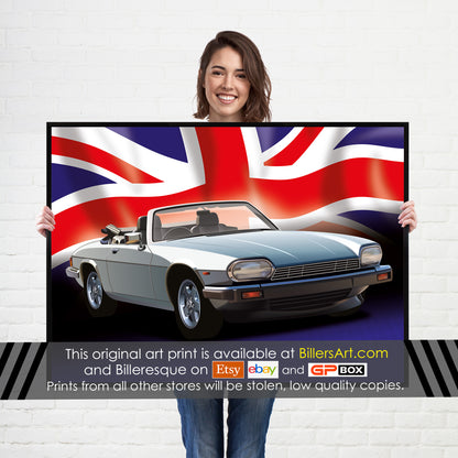 Jaguar XJS Classic Car High Quality Colourful Illustration Poster