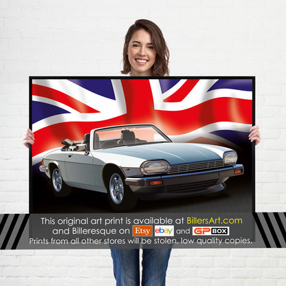 Jaguar XJS Classic Car High Quality Colourful Illustration Poster