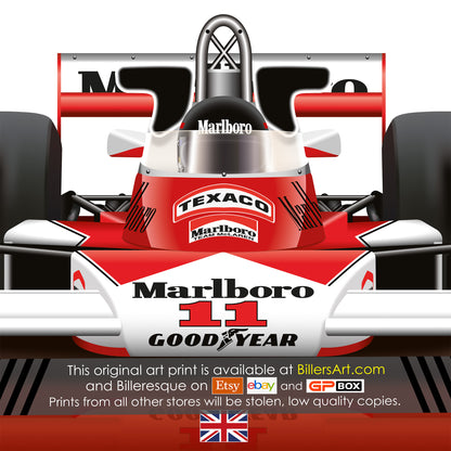 James Hunt Formula 1 McLaren 1976 Racing Car Print