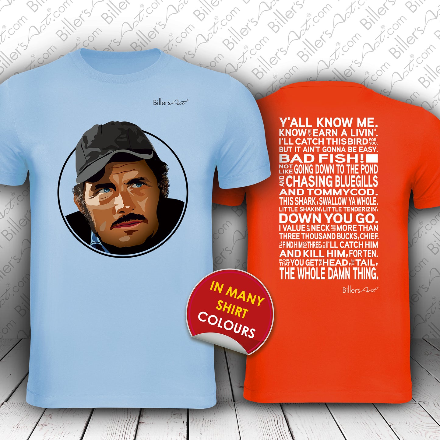 Jaws Movie T Shirt - Sam Quint Quote - T Shirt Film Illustration