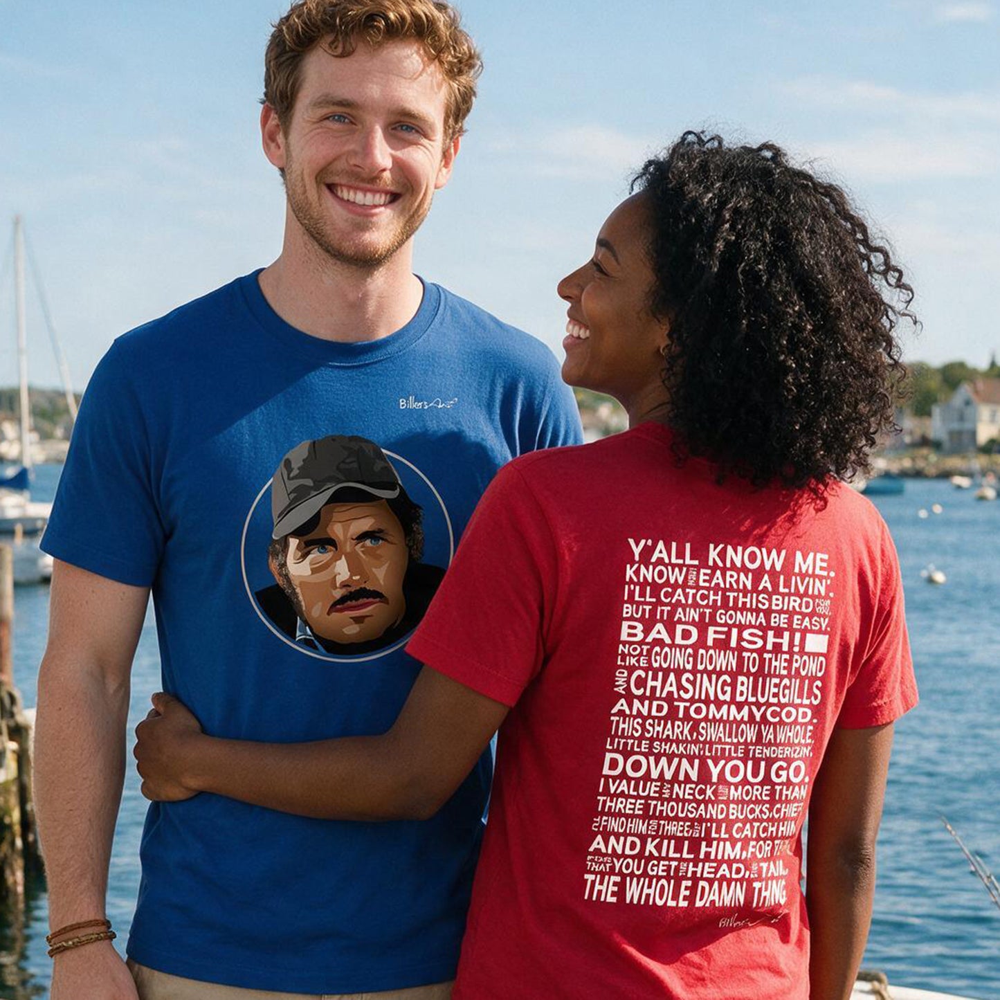 Jaws Movie T Shirt - Sam Quint Quote - T Shirt Film Illustration