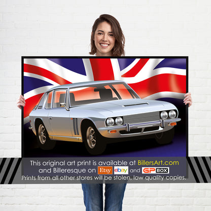 Jensen FF Classic Car High Quality Colourful Illustration Poster