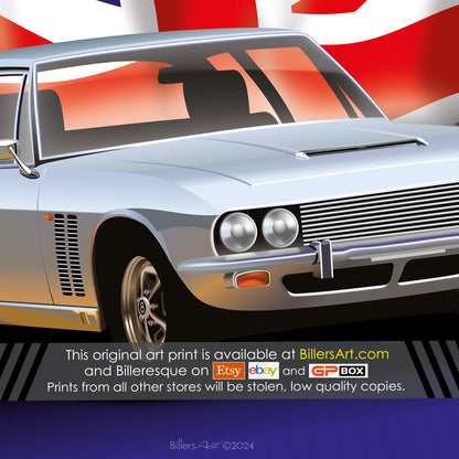 Jensen FF Classic Car High Quality Colourful Illustration Poster