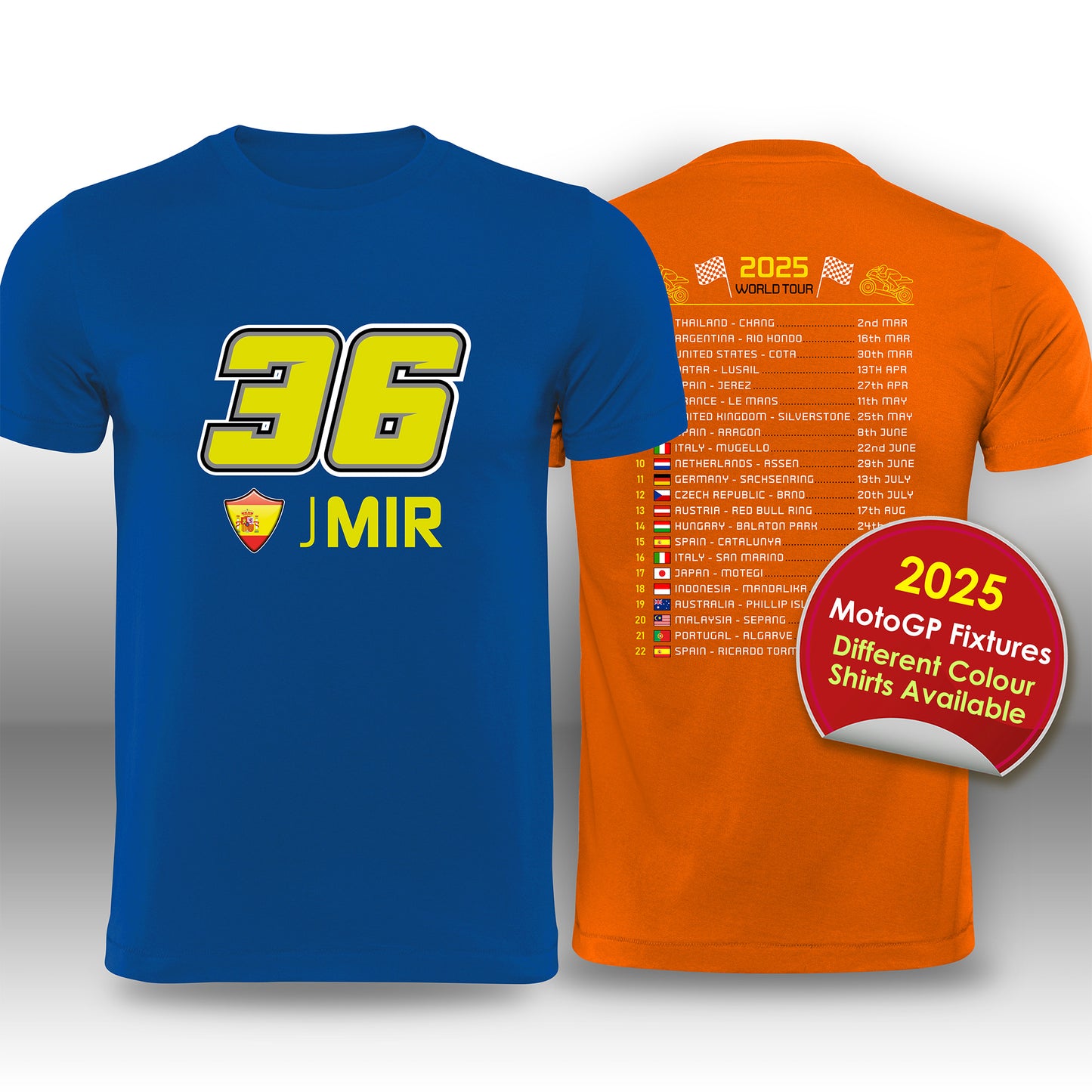 Joan Mir 2025 MotoGP Race Calendar T-Shirt