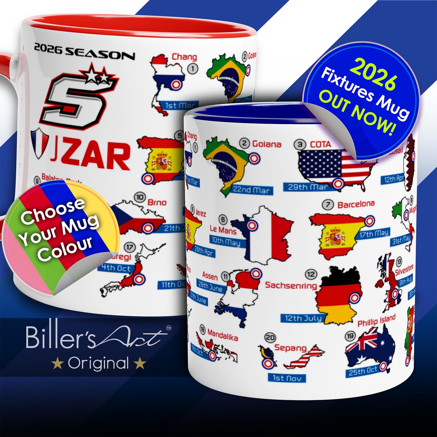 Johann Zarco MotoGP 2026 Season Fixtures Racing Calendar Mug
