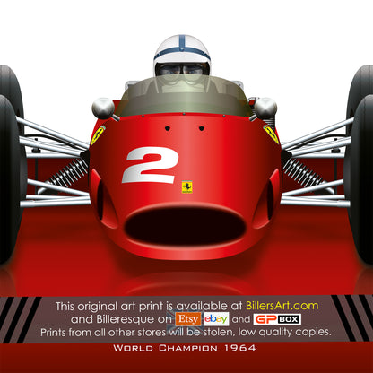 John Surtees Formula 1 Ferrari 1964 Racing Car Print