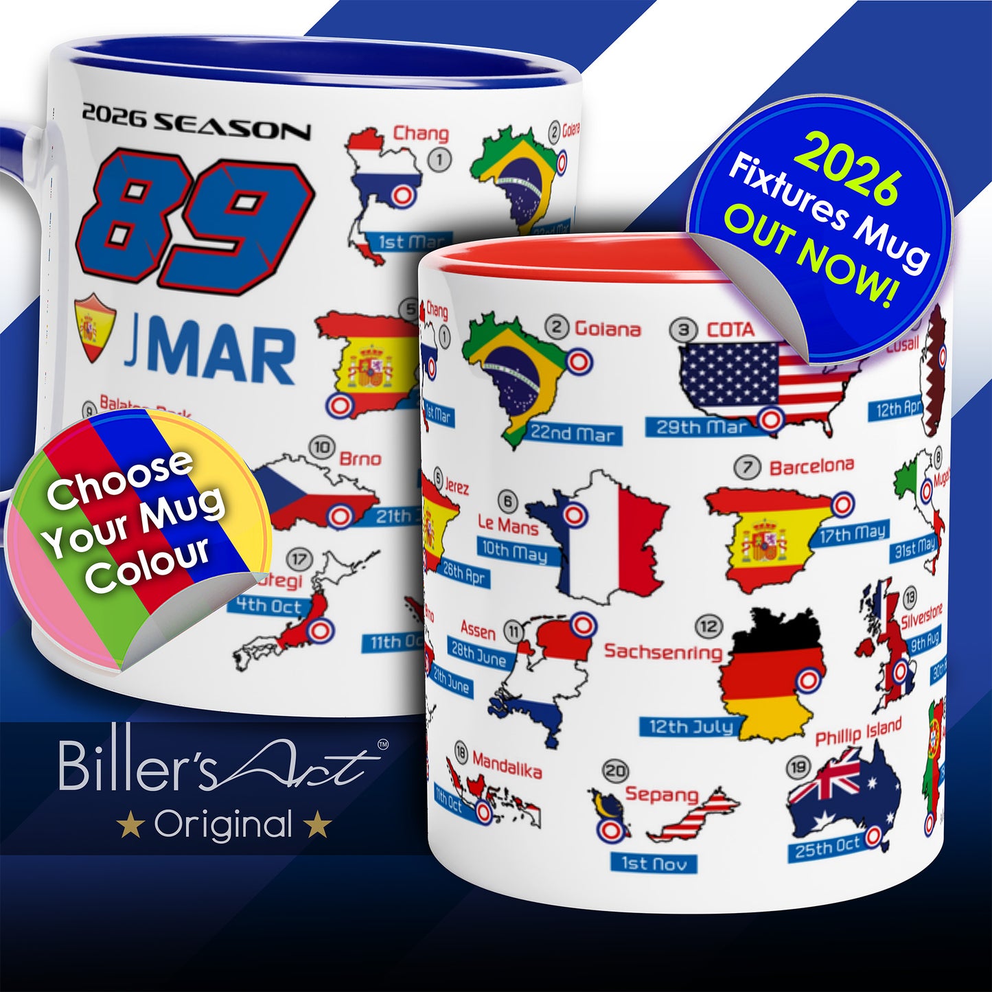 Jorge Martin MotoGP 2026 Season Fixtures Racing Calendar Mug