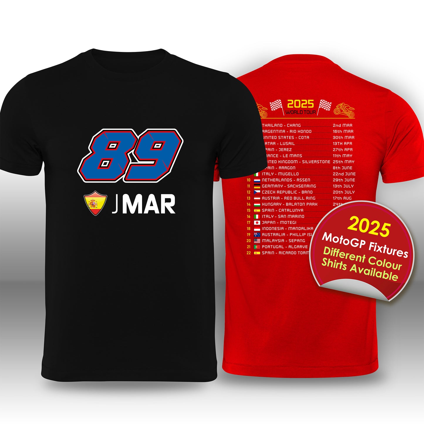 Jorge Martin 2025 MotoGP Race Calendar T-Shirt