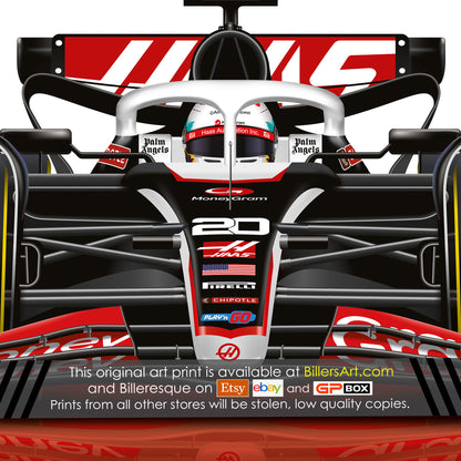 Kevin Magnussen Formula 1 Haas 2024 Racing Car Print