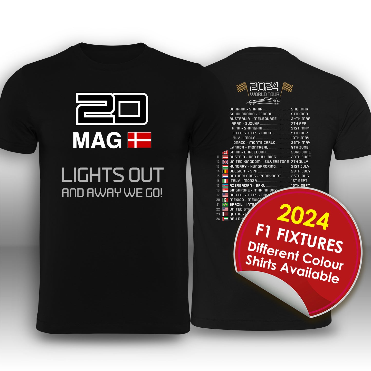 Kevin Magnussen Formula 1 2024 Race Calendar T-Shirt