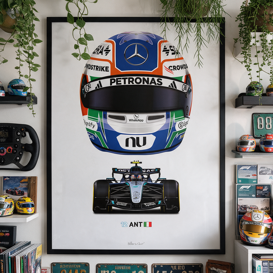 Andrea Kimi Antonelli 2026 Formula 1 Racing Helmet Mercedes Print