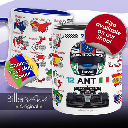 Andrea Kimi Antonelli 2026 Formula 1 Racing Helmet Mercedes Print