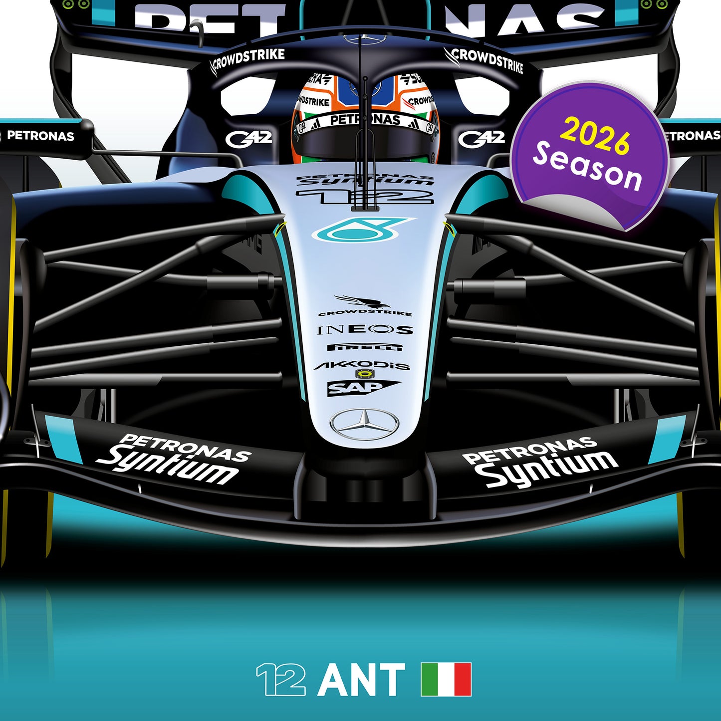 Andrea Kimi Antonelli Formula 1 Mercedes 2026 Racing Car Print