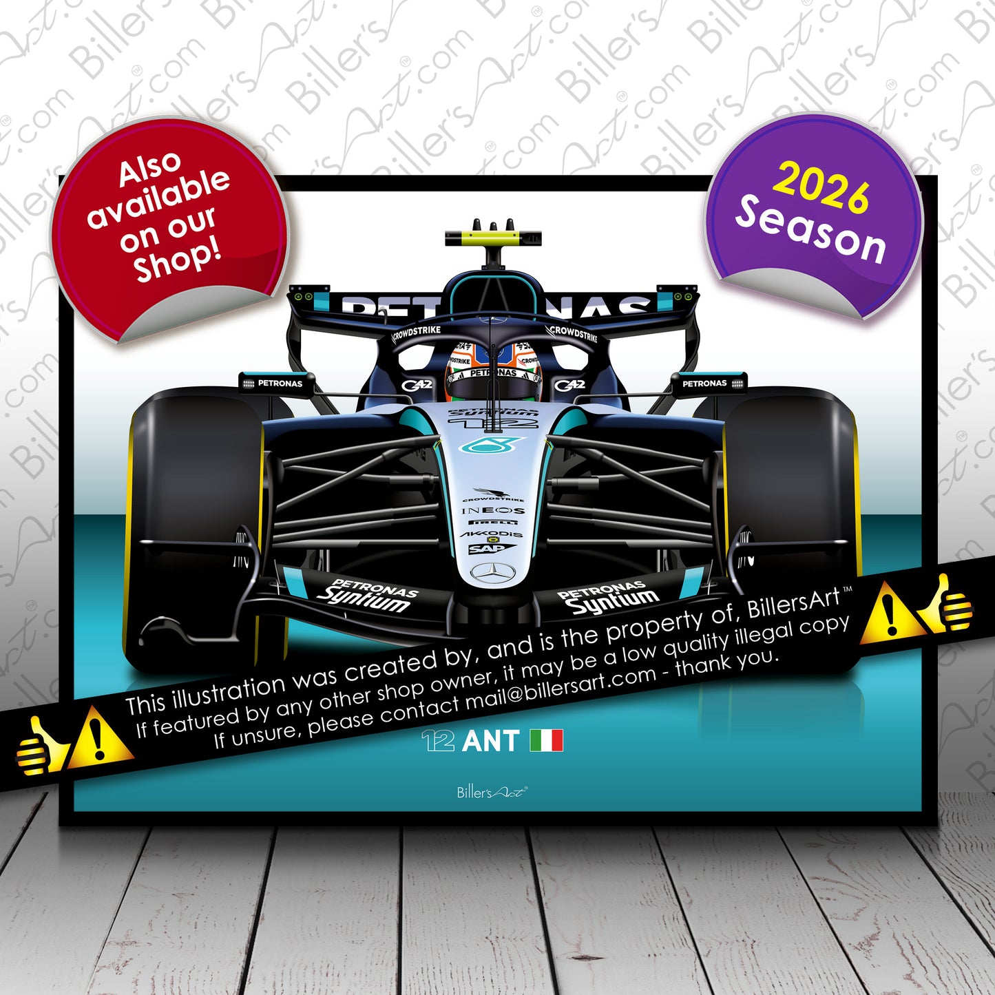 Andrea Kimi Antonelli 2026 Formula 1 Racing Helmet Mercedes Print