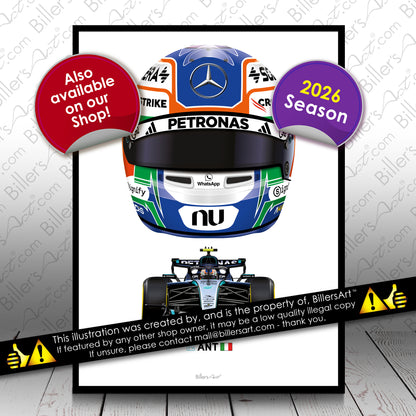 Andrea Kimi Antonelli Formula 1 Mercedes 2026 Racing Car Print