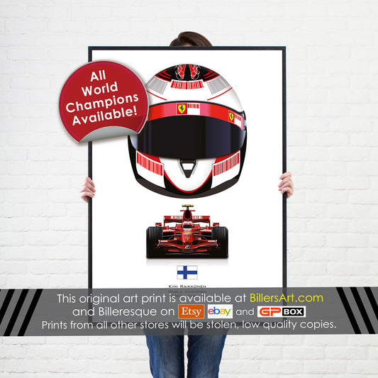Kimi Raikkonen 2007 Formula 1 Racing Helmet Print