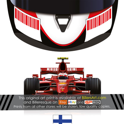 Kimi Raikkonen 2007 Formula 1 Racing Helmet Print