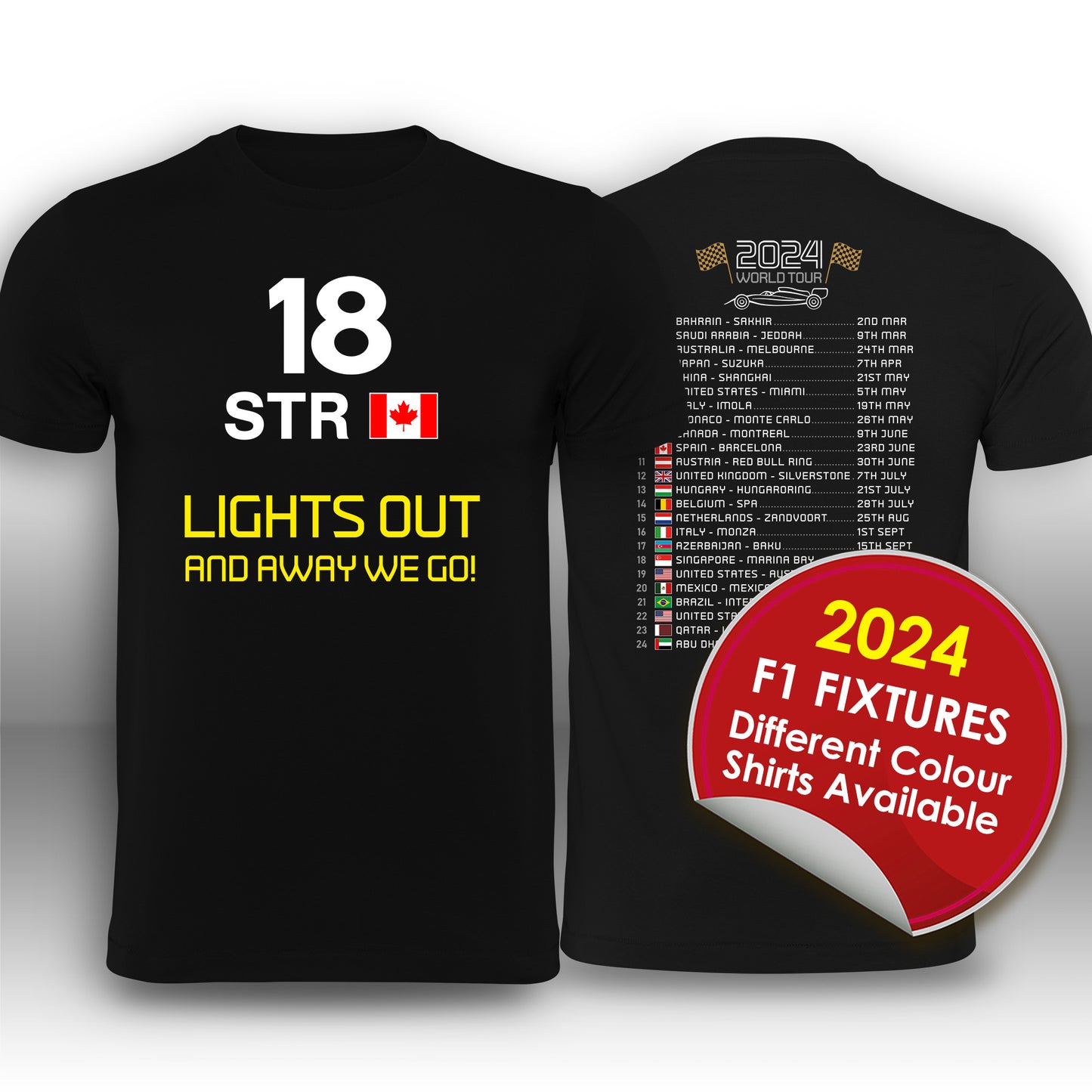 Lance Stroll Formula 1 2024 Race Calendar Formula 1 T-Shirt