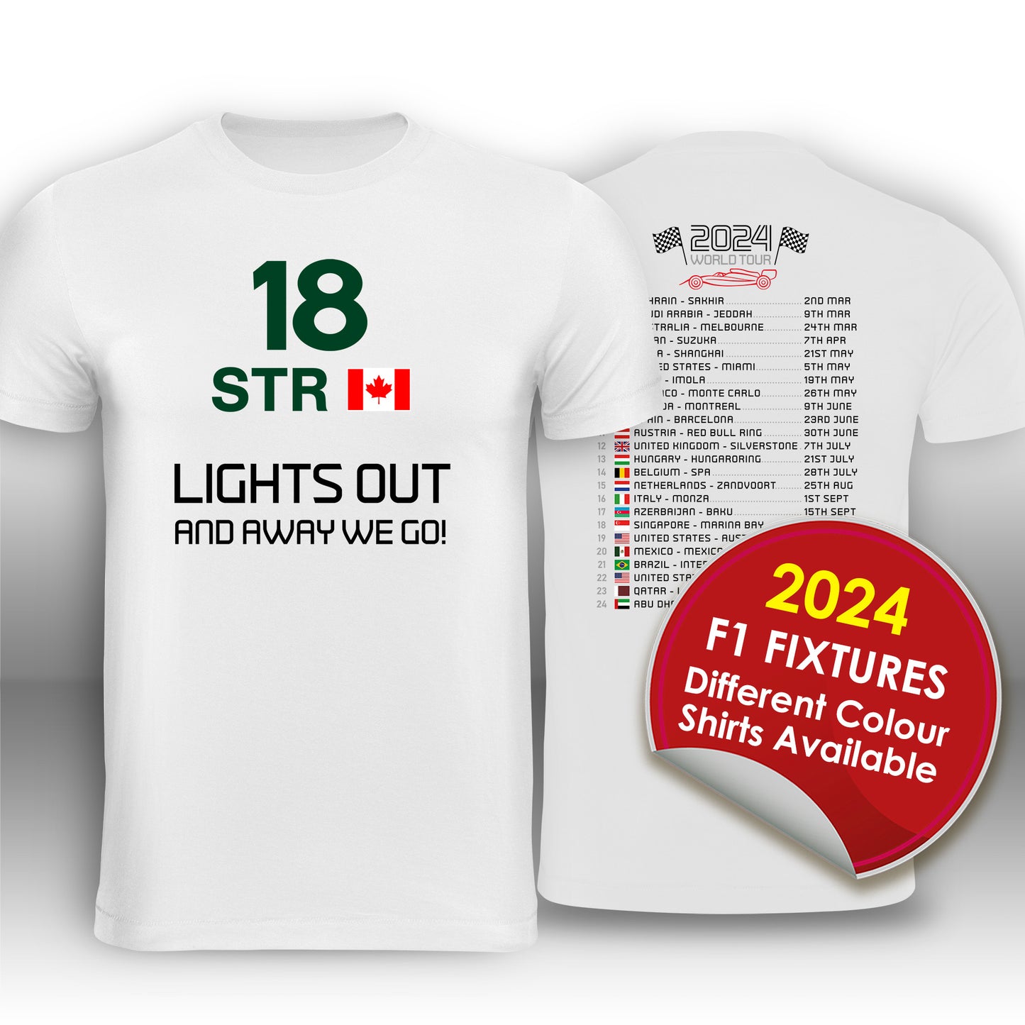 Lance Stroll Formula 1 2024 Race Calendar Formula 1 T-Shirt