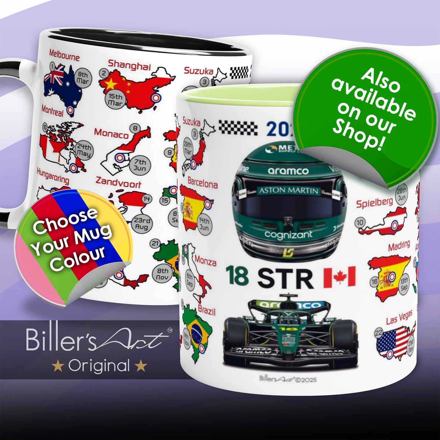 Lance Stroll Formula 1 Aston Martin 2025 Racing Car Print