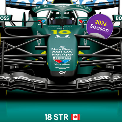 Lance Stroll Formula 1 Aston Martin 2026 Racing Car Print