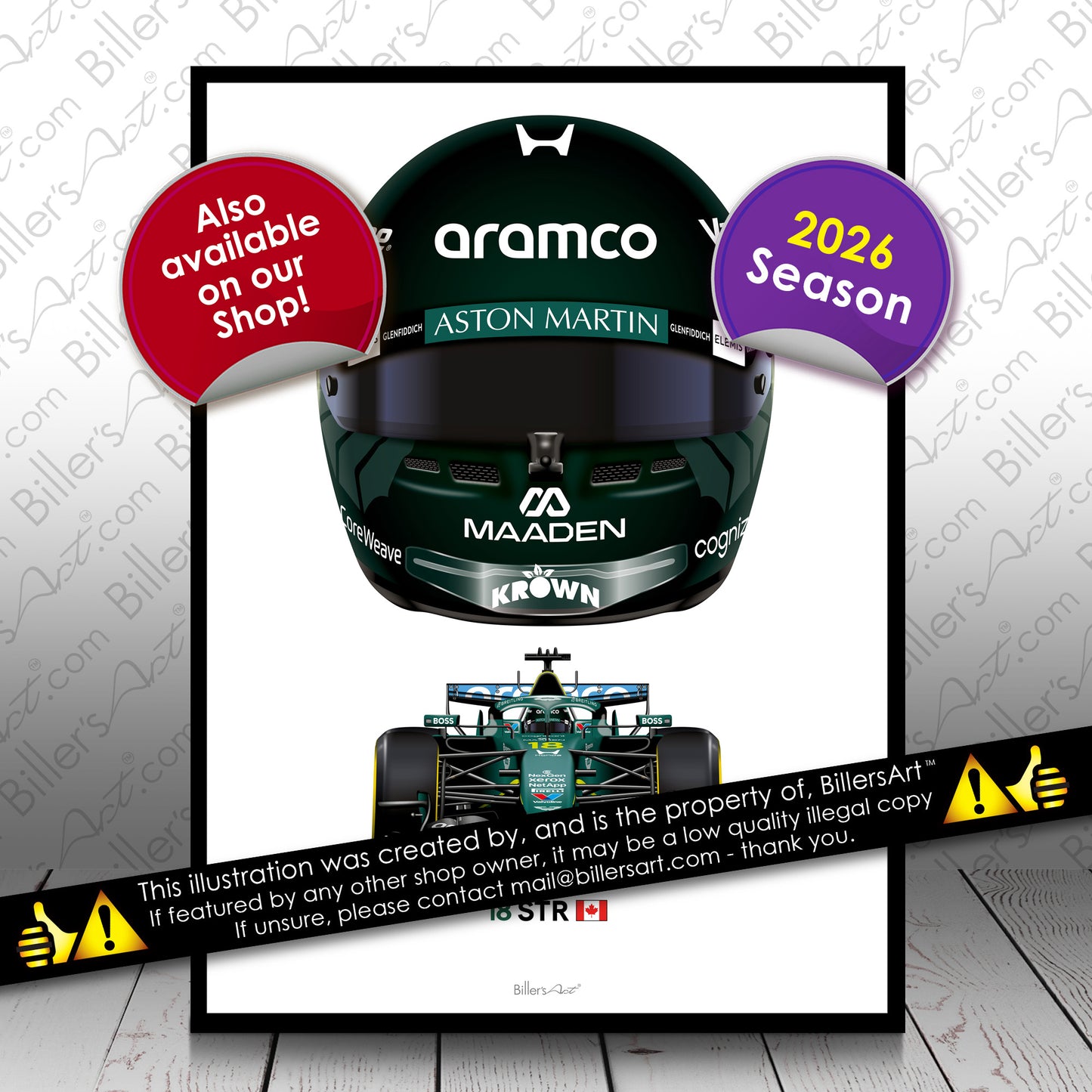 Lance Stroll Formula 1 Aston Martin 2026 Racing Car Print