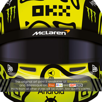 Lando Norris Formula 1 Racing Helmet 2024 McLaren Print