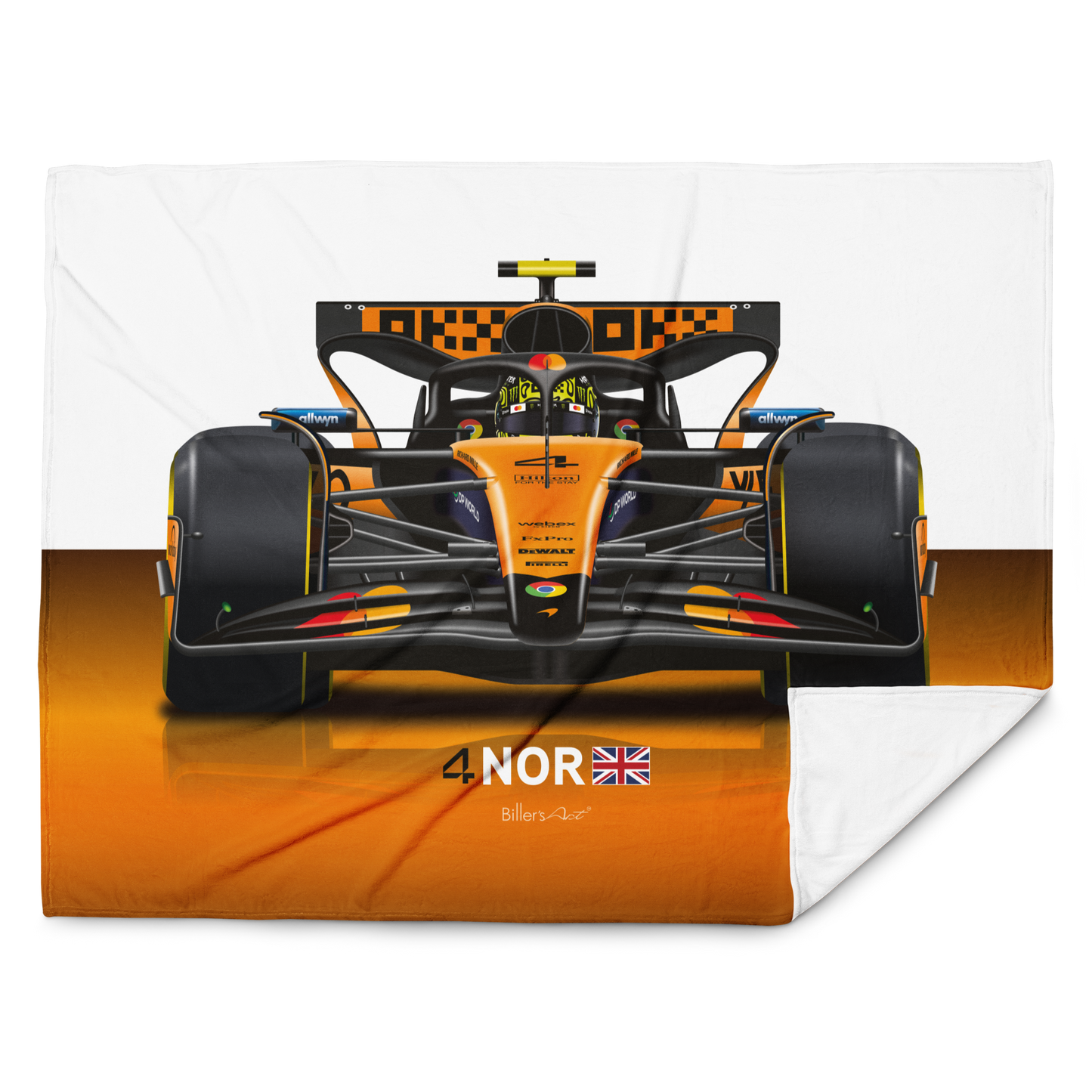 Lando Norris Formula 1 McLaren 2025 Racing Car Throw Blanket
