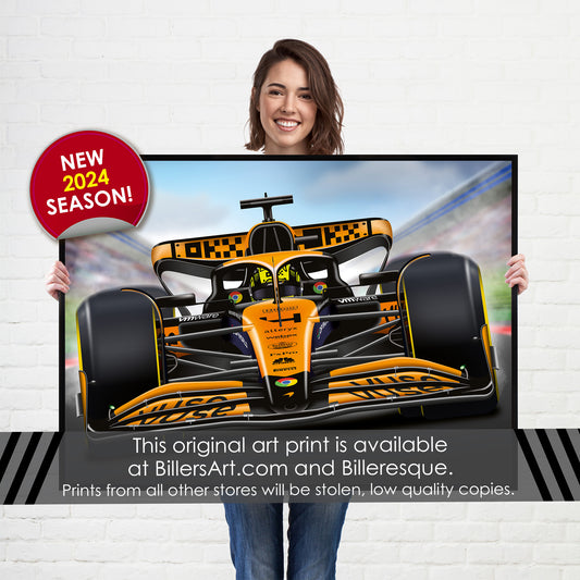 Lando Norris Formula 1 McLaren 2024 Racing Car Print