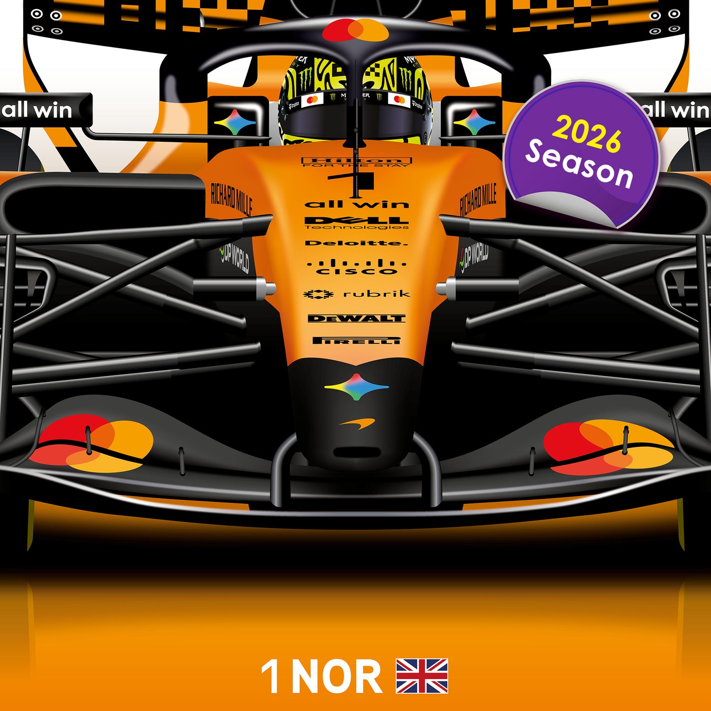 Lando Norris Formula 1 McLaren 2026 Racing Car Print