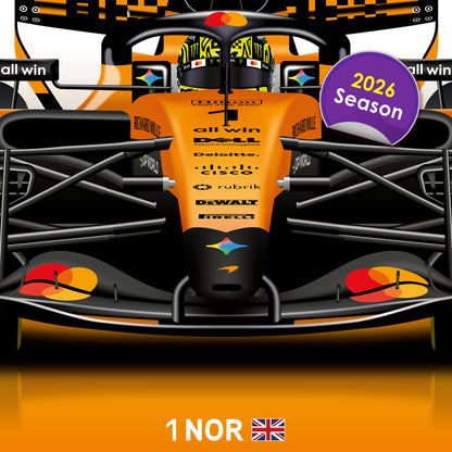 Lando Norris Formula 1 McLaren 2026 Racing Car Print