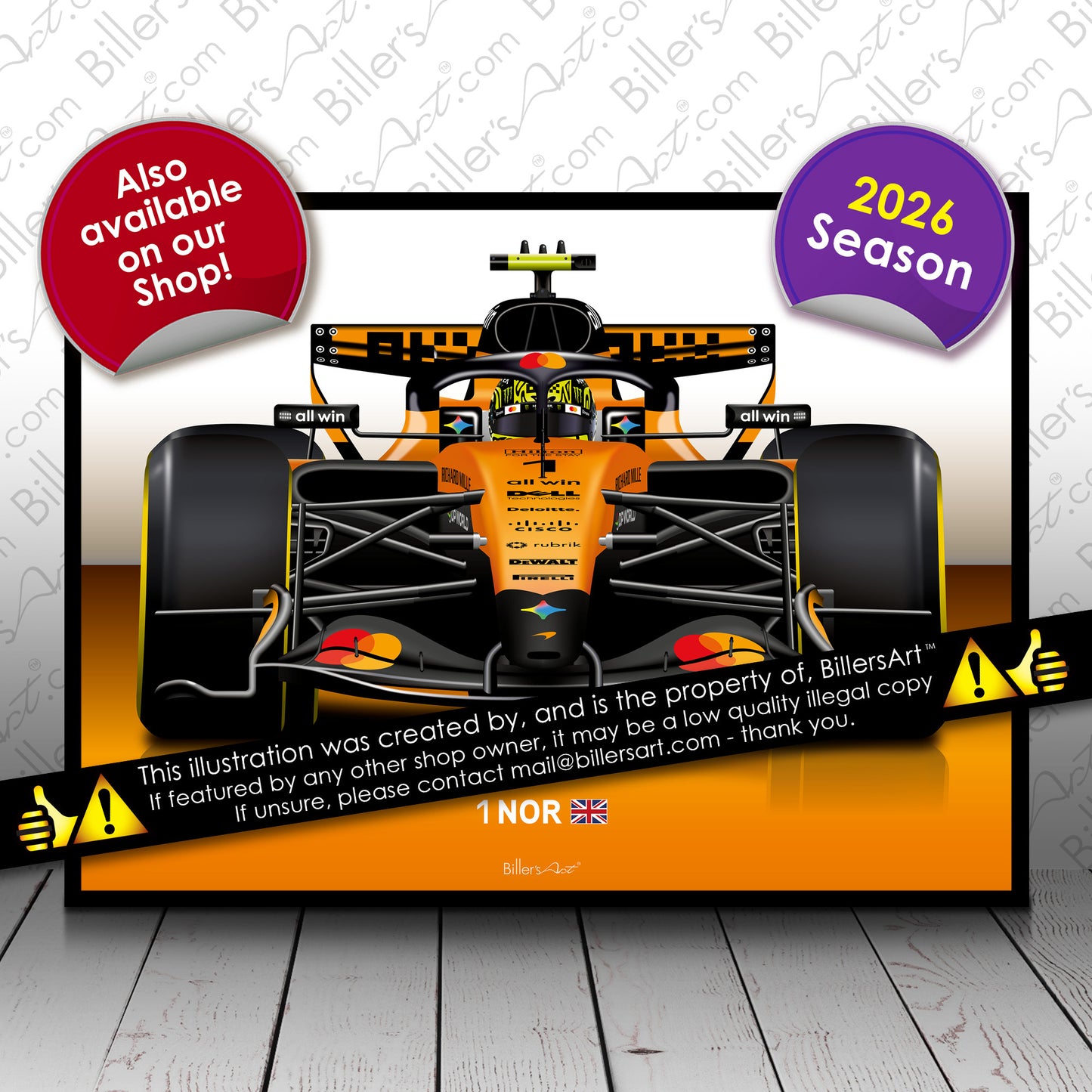 Lando Norris Formula 1 Racing Helmet 2026 McLaren Print