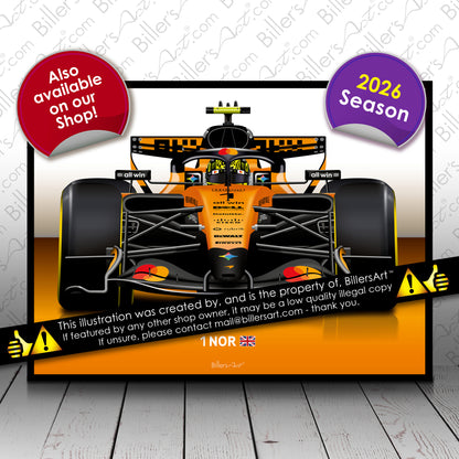 Lando Norris Formula 1 Racing Helmet 2026 McLaren Print
