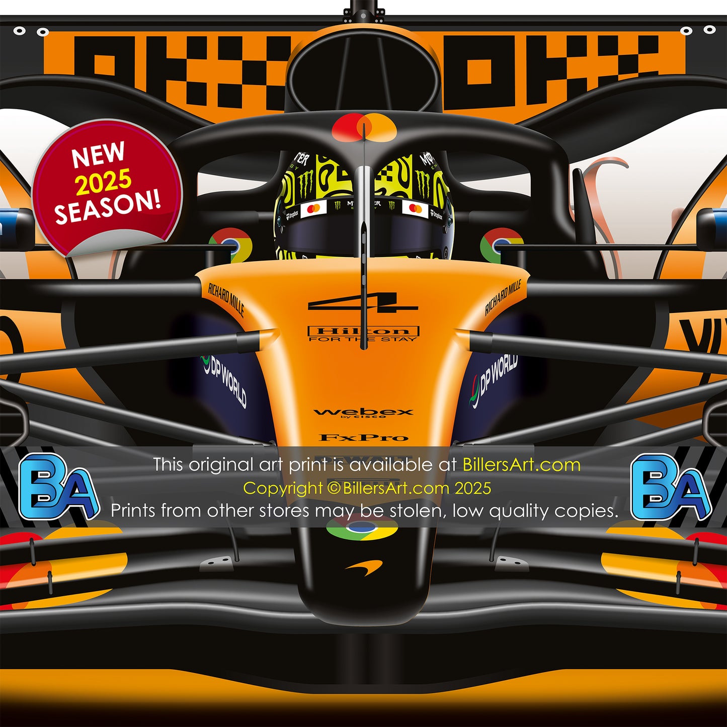 Lando Norris Formula 1 McLaren 2025 Racing Car Print