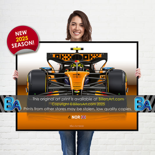 Lando Norris Formula 1 McLaren 2025 Racing Car Print