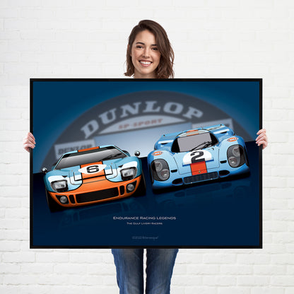 Endurance Racing Porsche 917 and Ford GT40 Poster Print - Biller's Art