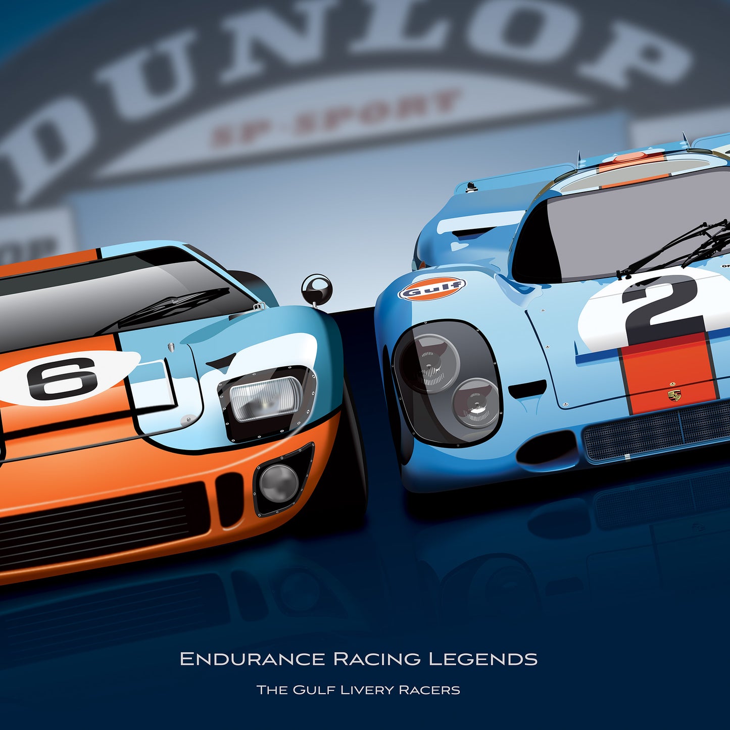 Endurance Racing Porsche 917 and Ford GT40 Poster Print - Biller's Art